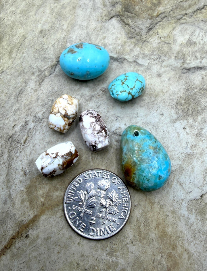 FRIDAY BARGAIN LOT of 6 Loose Kingman Turquoise and Wild