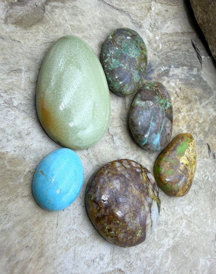 FRIDAY BARGAIN LOT of 6 Redskin Turquoise Cabochons