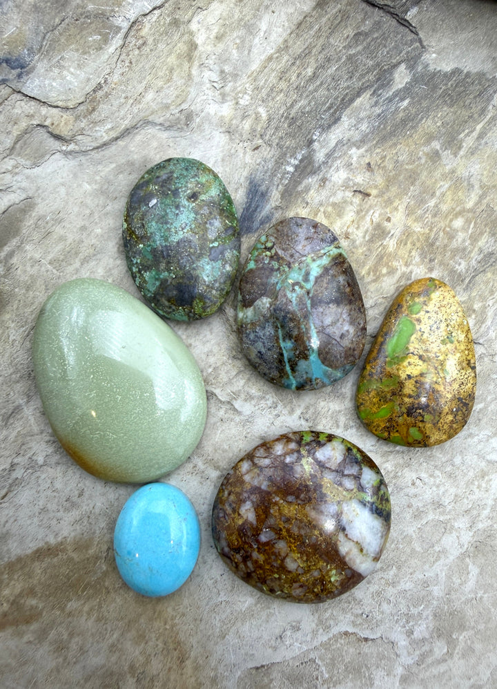 FRIDAY BARGAIN LOT of 6 Redskin Turquoise Cabochons