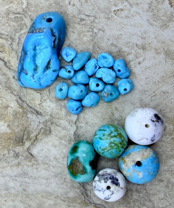 FRIDAY BARGAIN LOT of 7 Mixed Turquoise and White Buffalo