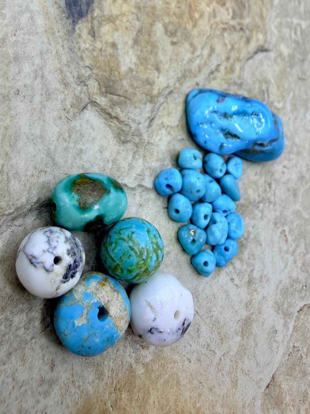 FRIDAY BARGAIN LOT of 7 Mixed Turquoise and White Buffalo