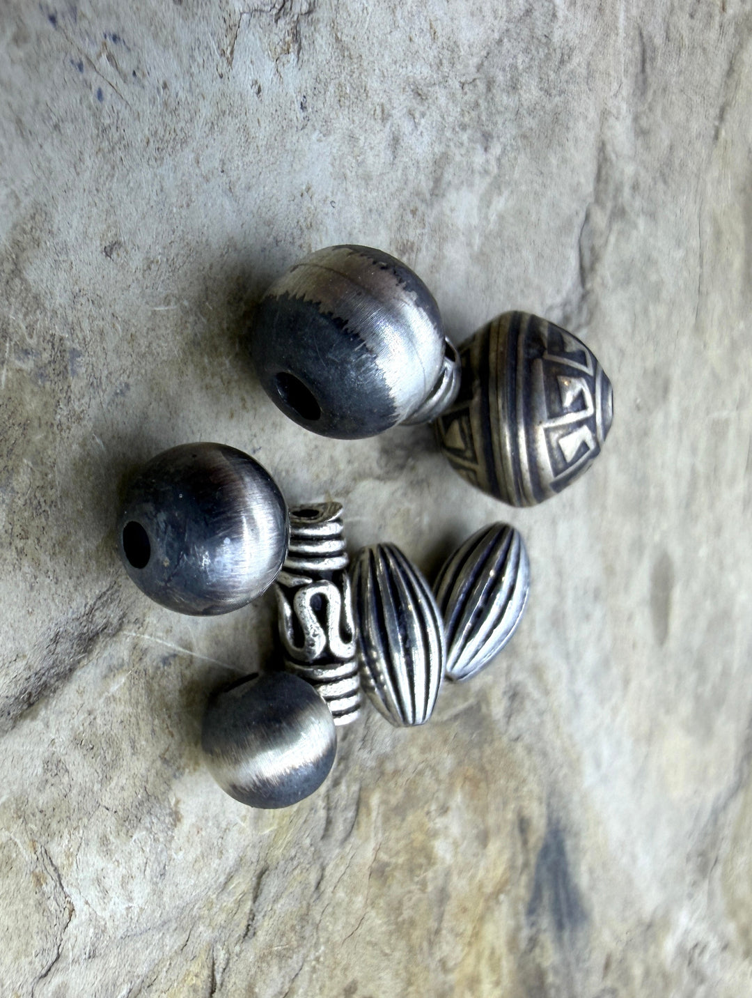 FRIDAY BARGAIN LOT of 8 Oxidized Sterling Silver Beads