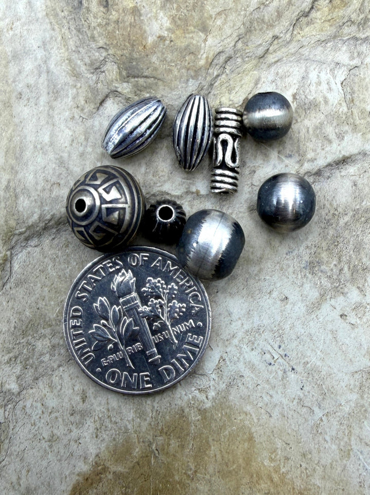 FRIDAY BARGAIN LOT of 8 Oxidized Sterling Silver Beads