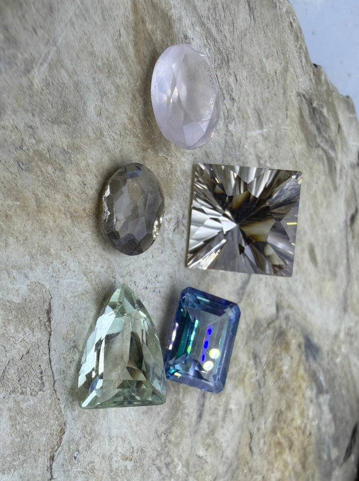 FRIDAY BARGAIN LOT of Mixed Faceted Gemstones Smokey Quartz