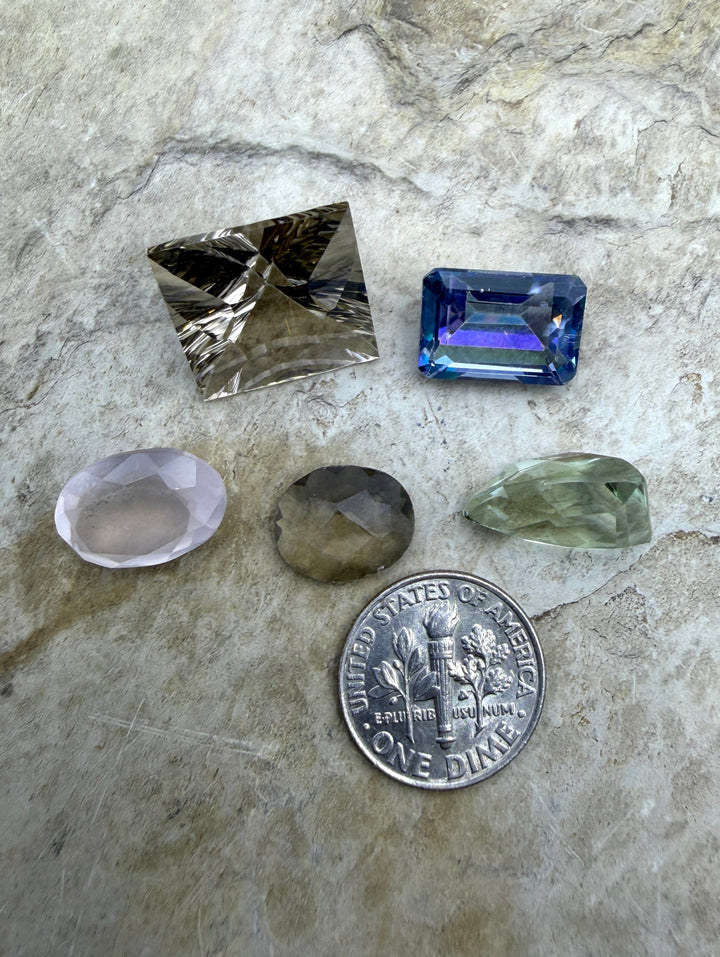 FRIDAY BARGAIN LOT of Mixed Faceted Gemstones Smokey Quartz