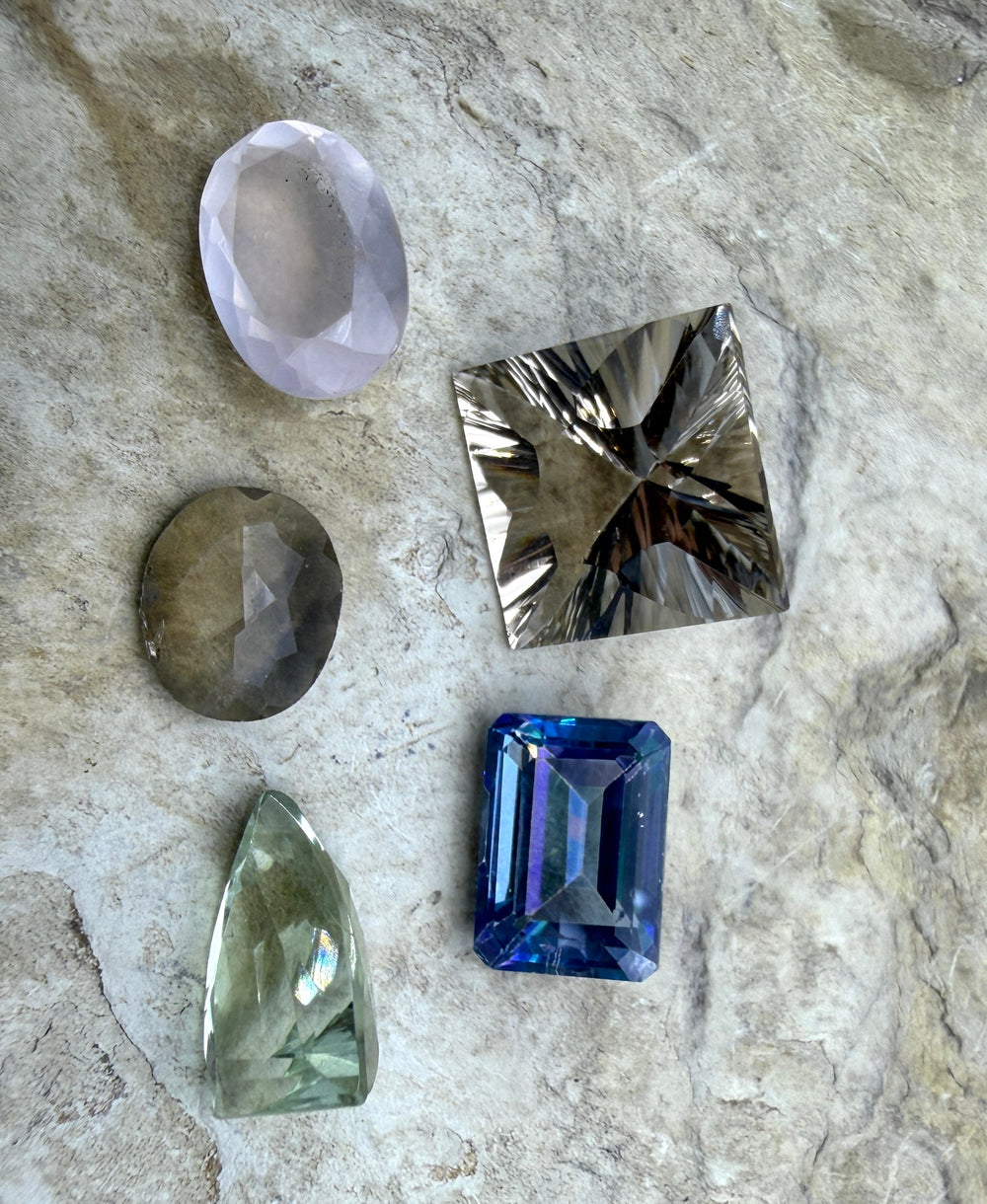 FRIDAY BARGAIN LOT of Mixed Faceted Gemstones Smokey Quartz
