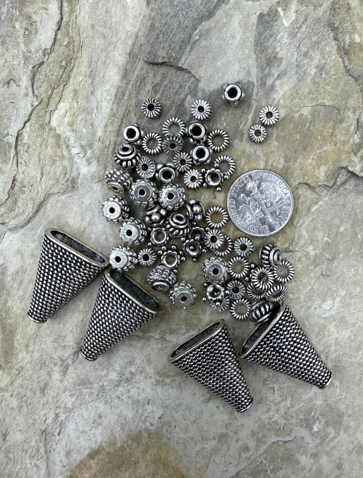 FRIDAY BARGAIN LOT OF Pewter Beads and Findings - Jewelry