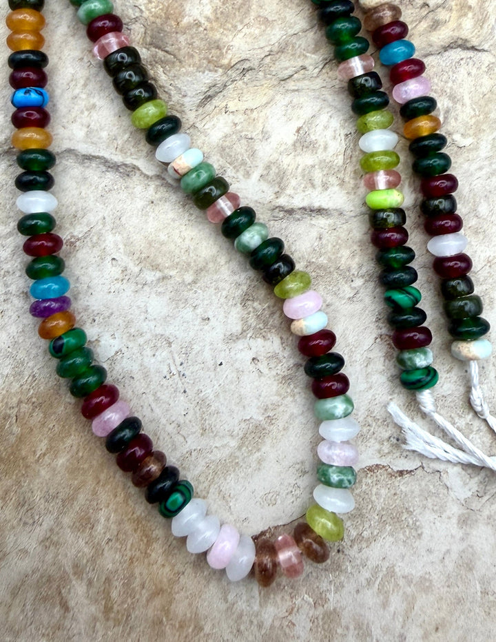 FRIDAY BARGAIN Mixed Stone Rondelle Beads 5mm ONE 15 Inch