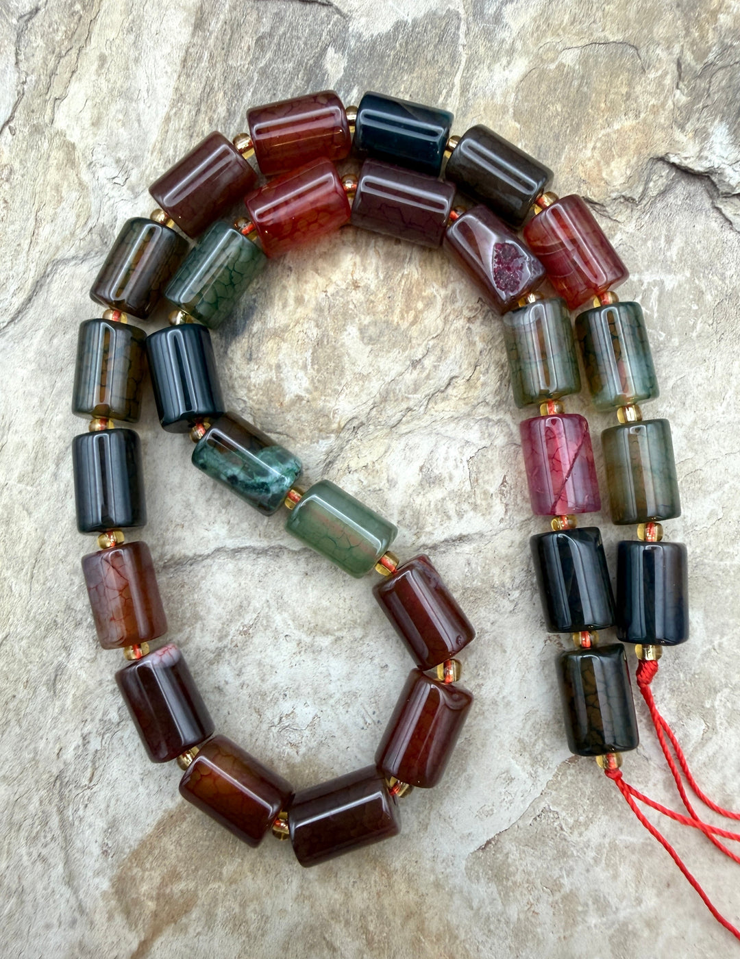 FRIDAY BARGAIN Multi-Colored Dyed Agate Tube Beads 8x12mm