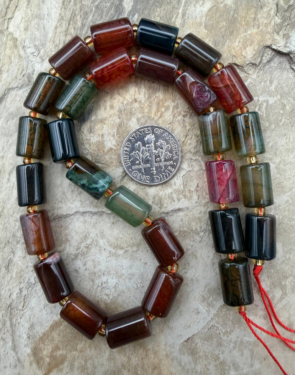 FRIDAY BARGAIN Multi-Colored Dyed Agate Tube Beads 8x12mm