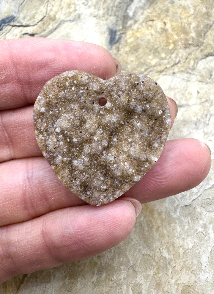 Natural Amethyst Druzy Heart SHAPED Focal Pendant 30X32mm