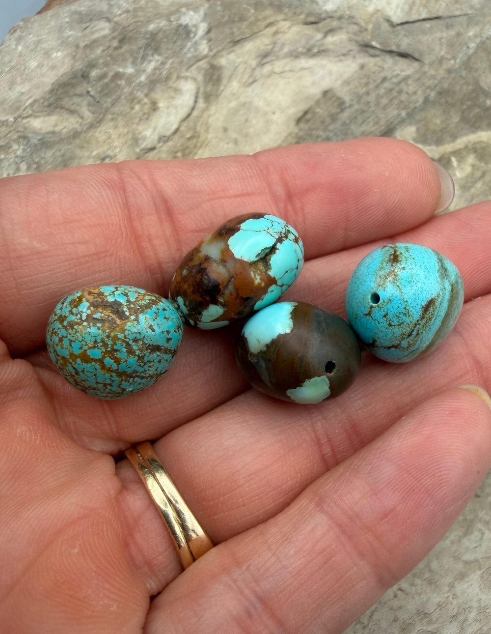 FRIDAY BARGAIN Number 8 Turquoise (Nevada) LOT of 4 loose