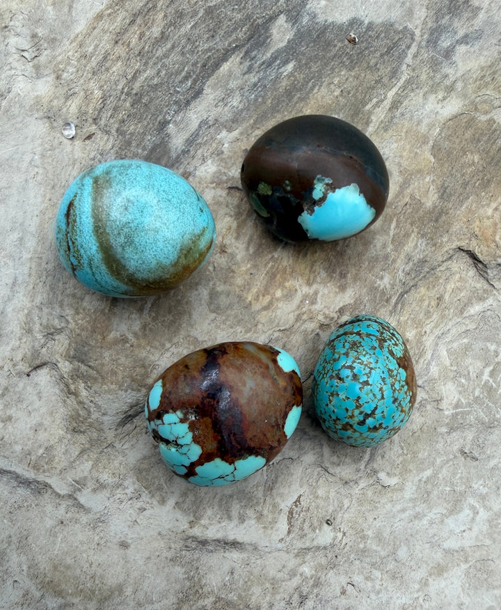 FRIDAY BARGAIN Number 8 Turquoise (Nevada) LOT of 4 loose