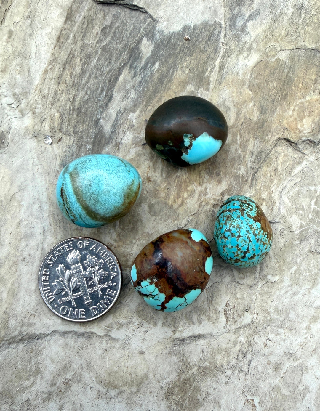 FRIDAY BARGAIN Number 8 Turquoise (Nevada) LOT of 4 loose