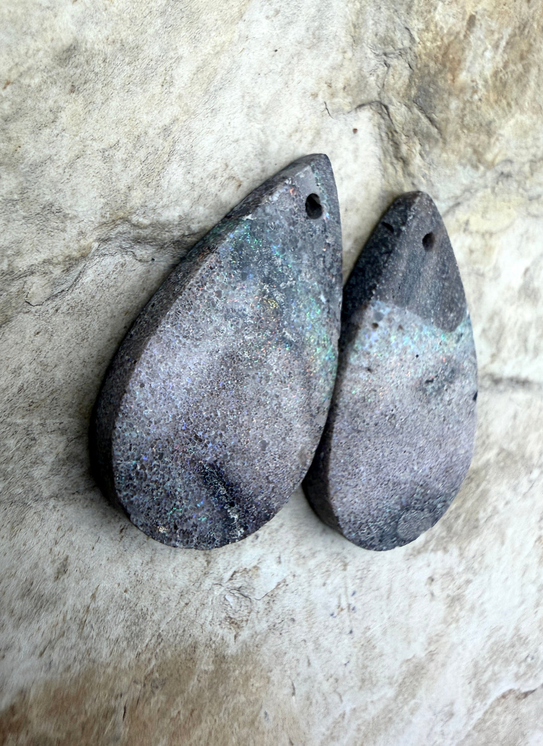 FRIDAY BARGAIN Opal Earring Slab Bead Pair 15x26mm - Blue
