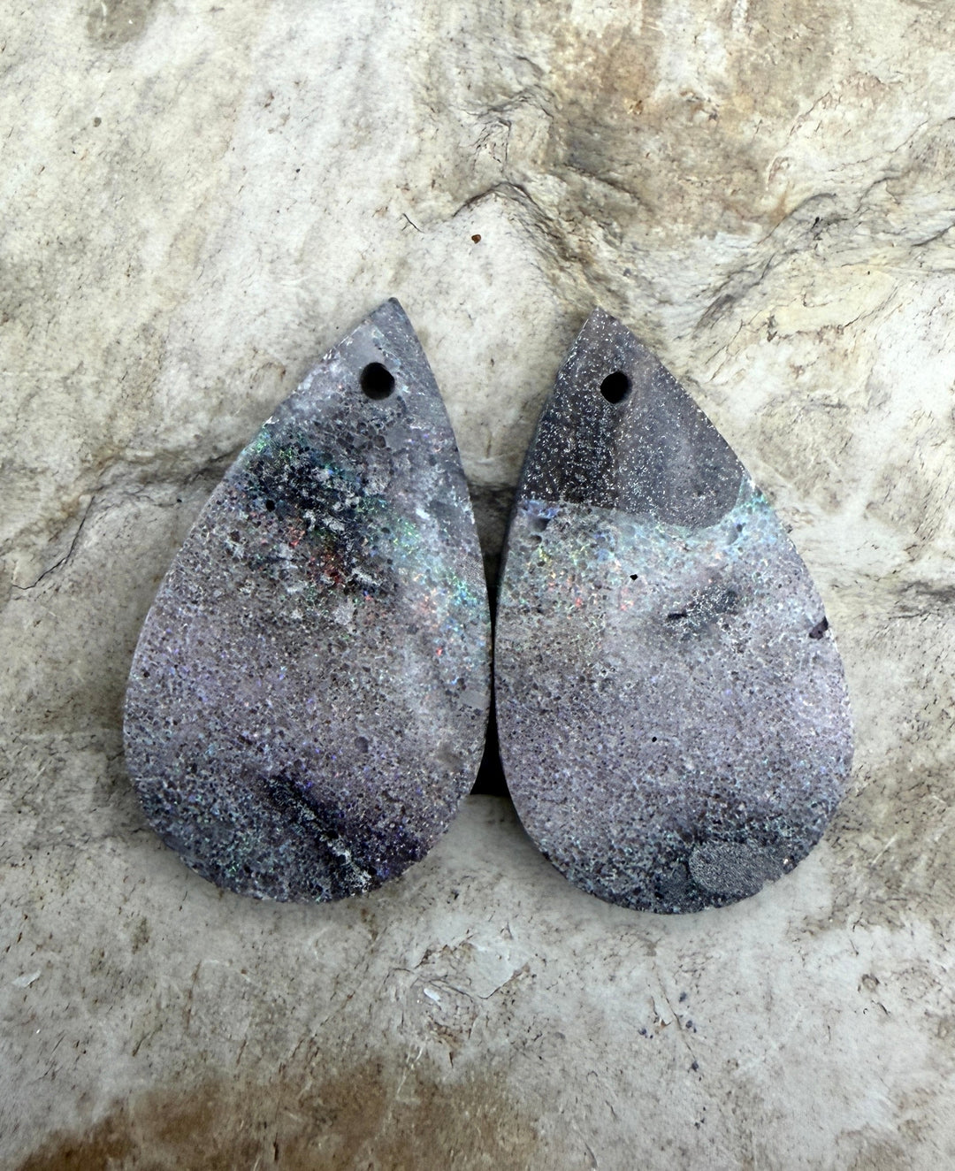 FRIDAY BARGAIN Opal Earring Slab Bead Pair 15x26mm - Blue