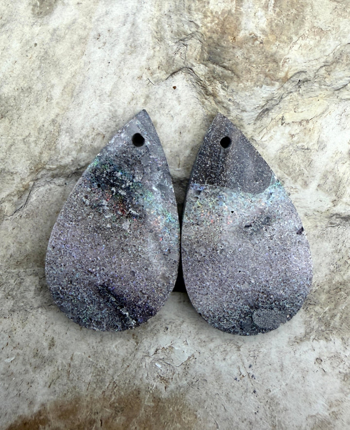 FRIDAY BARGAIN Opal Earring Slab Bead Pair 15x26mm - Blue