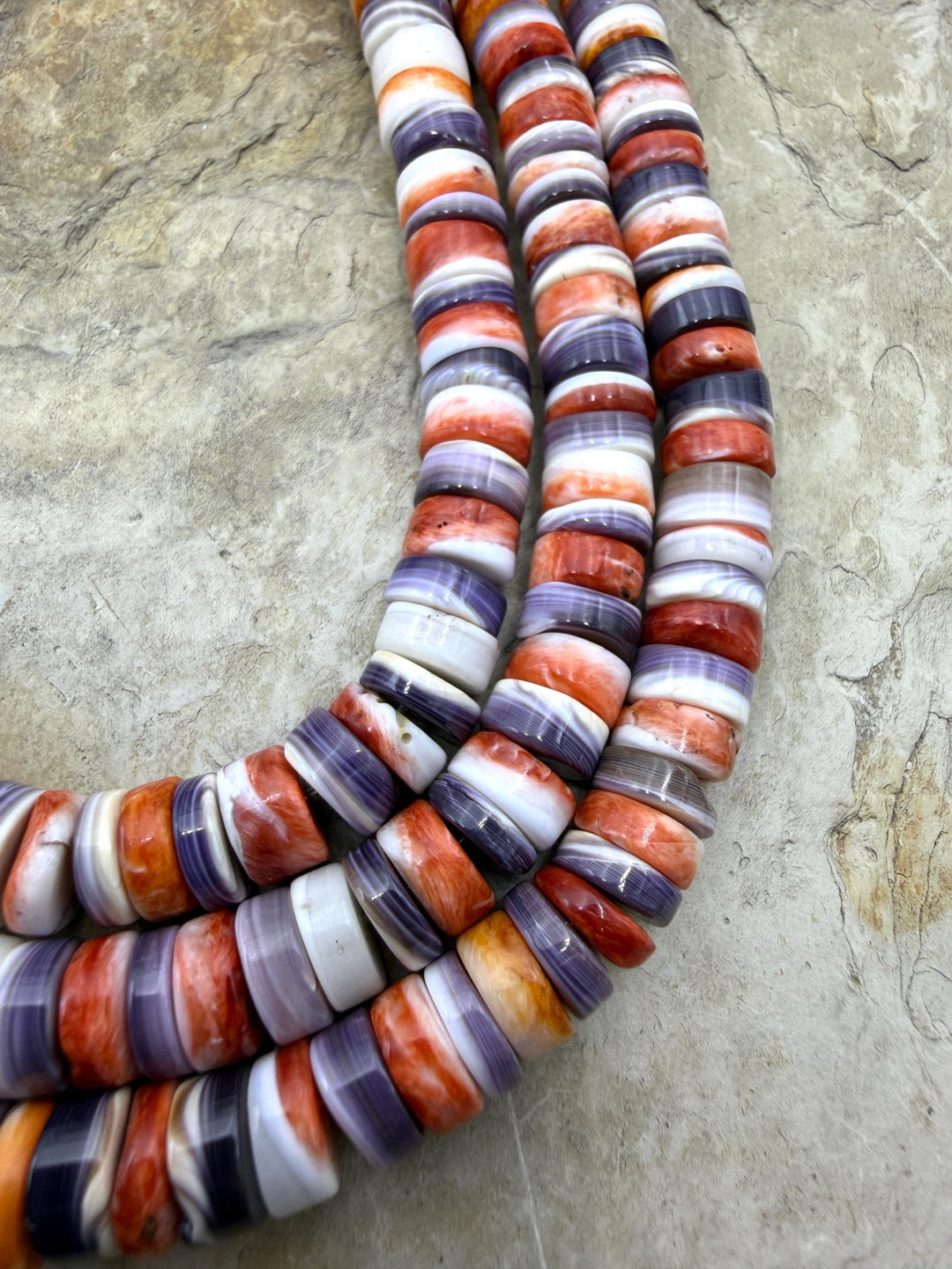 FRIDAY BARGAIN Red/Rust Spiny Oyster and Waampum Shell 8mm