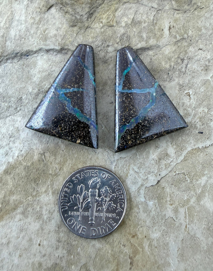 Top Quality Boulder Opal (Australia) Cabochon Matched Pair