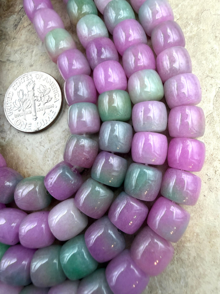 FRIDAY BARGAIN Watermelon Jade (Dyed) Pueblo Beads 8x7mm