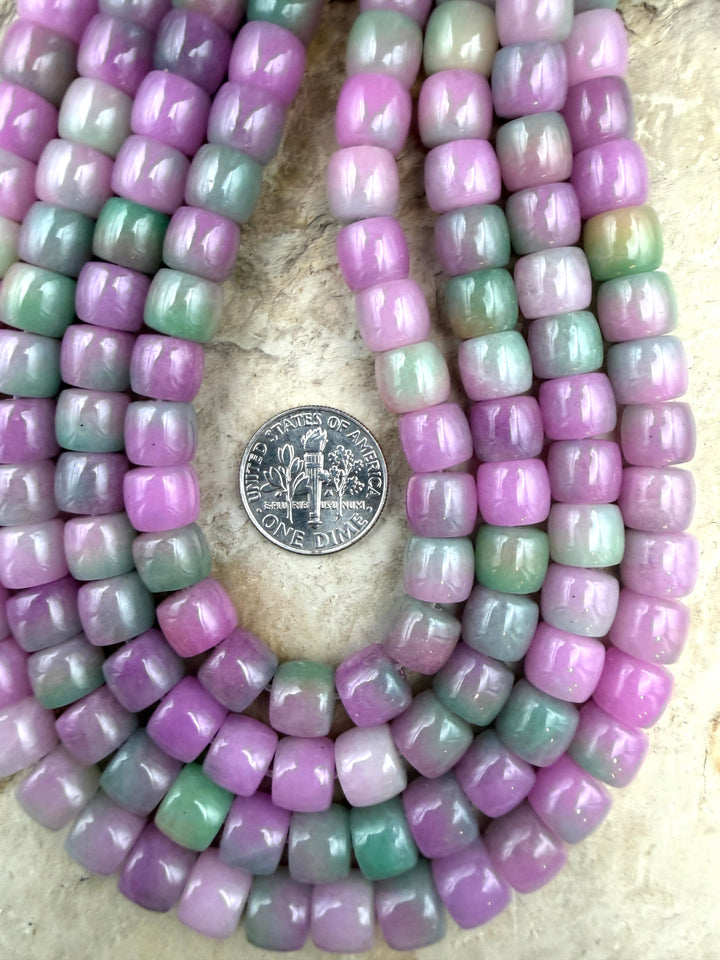 FRIDAY BARGAIN Watermelon Jade (Dyed) Pueblo Beads 8x7mm