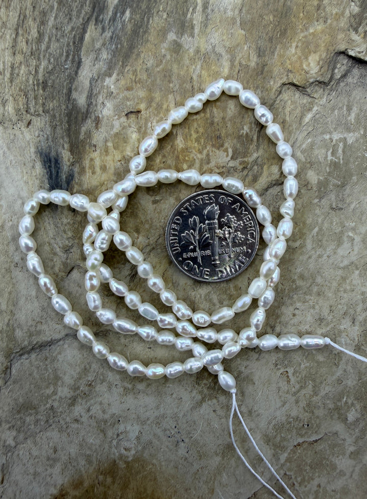 FRIDAY BARGAIN White Baroque Freshwater Pearls 3-4mm 4 Inch