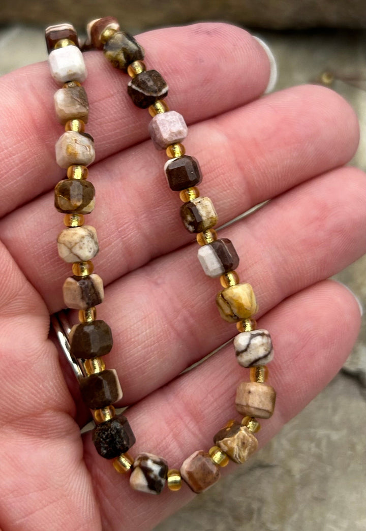 FRIDAY BARGAIN Zebra Stone (Australia) Faceted Cube Beads