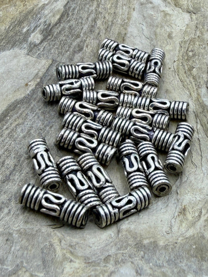 FRIDAY BARGIAN Sterling Silver 4x10mm Fancy Tube Beads