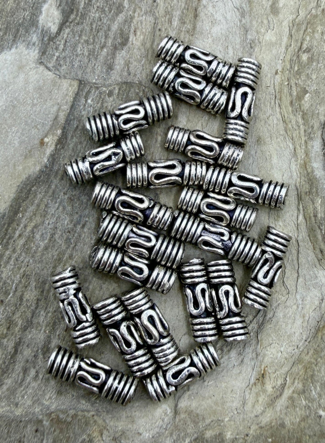 FRIDAY BARGIAN Sterling Silver 4x10mm Fancy Tube Beads