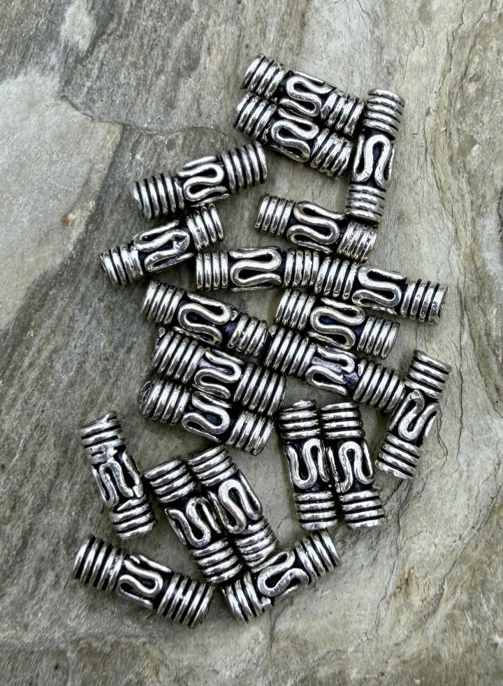 FRIDAY BARGIAN Sterling Silver 4x10mm Fancy Tube Beads