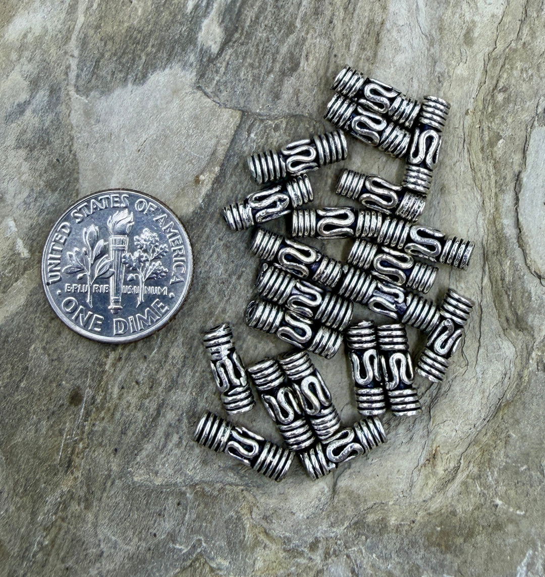 FRIDAY BARGIAN Sterling Silver 4x10mm Fancy Tube Beads