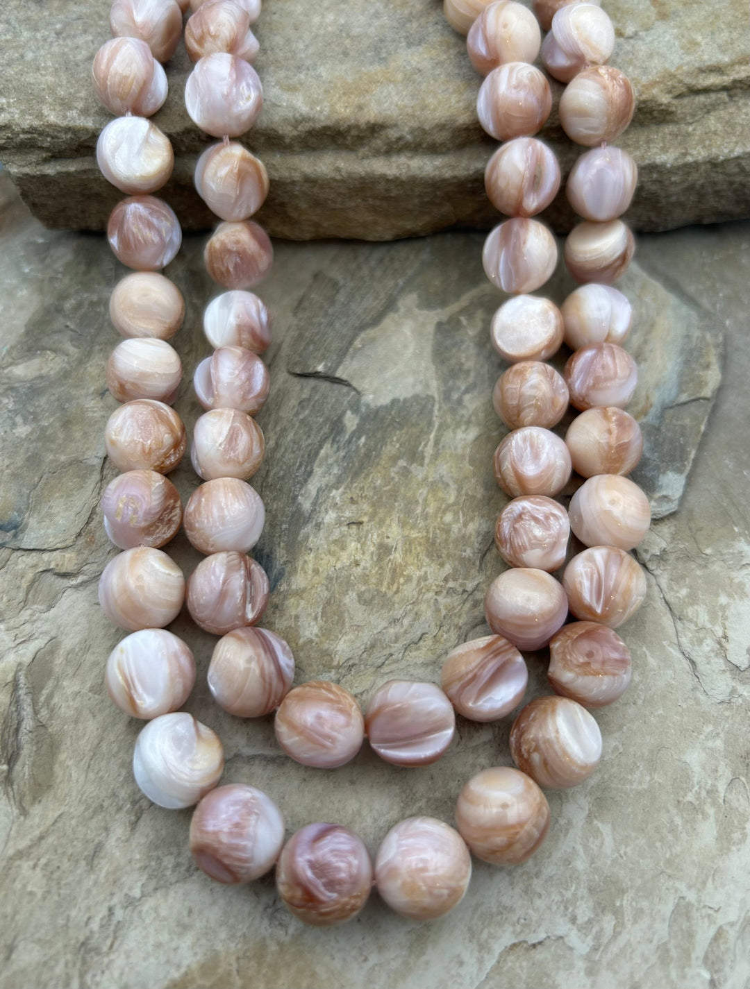 FRIDAY BARGIN Mother of Pearl Round Beads 14mm 16 inch