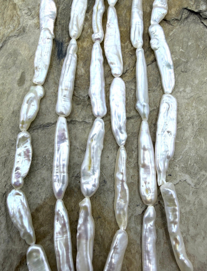 Buttery White Freshwater Stick Pearls 5x22-6x31mmmm 16 Inch