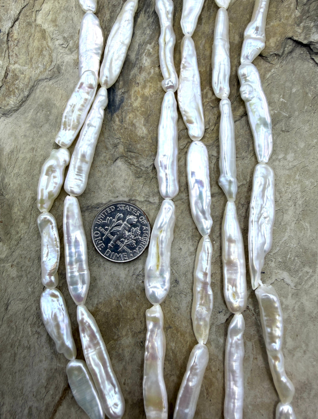Buttery White Freshwater Stick Pearls 5x22-6x31mmmm 16 Inch