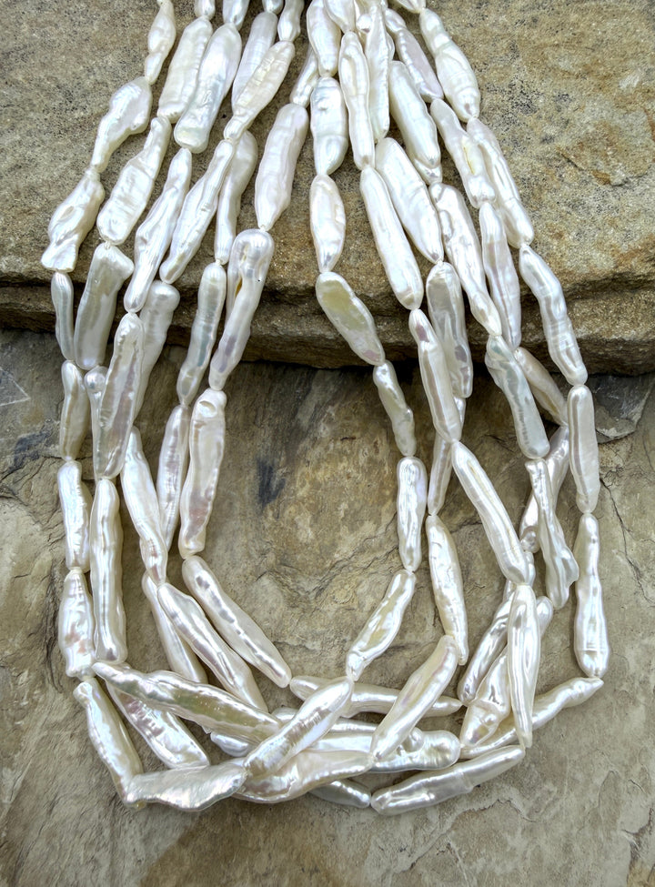 Buttery White Freshwater Stick Pearls 5x22-6x31mmmm 16 Inch