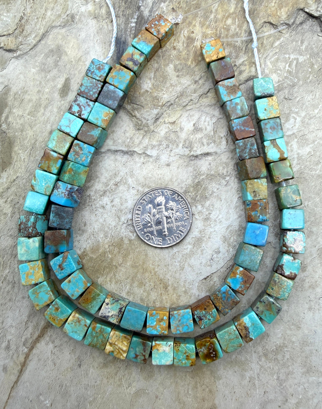 FRIDAY CLOSEOUT Kingman Turquoise (AZ) 7mm Cube Beads ONE 8