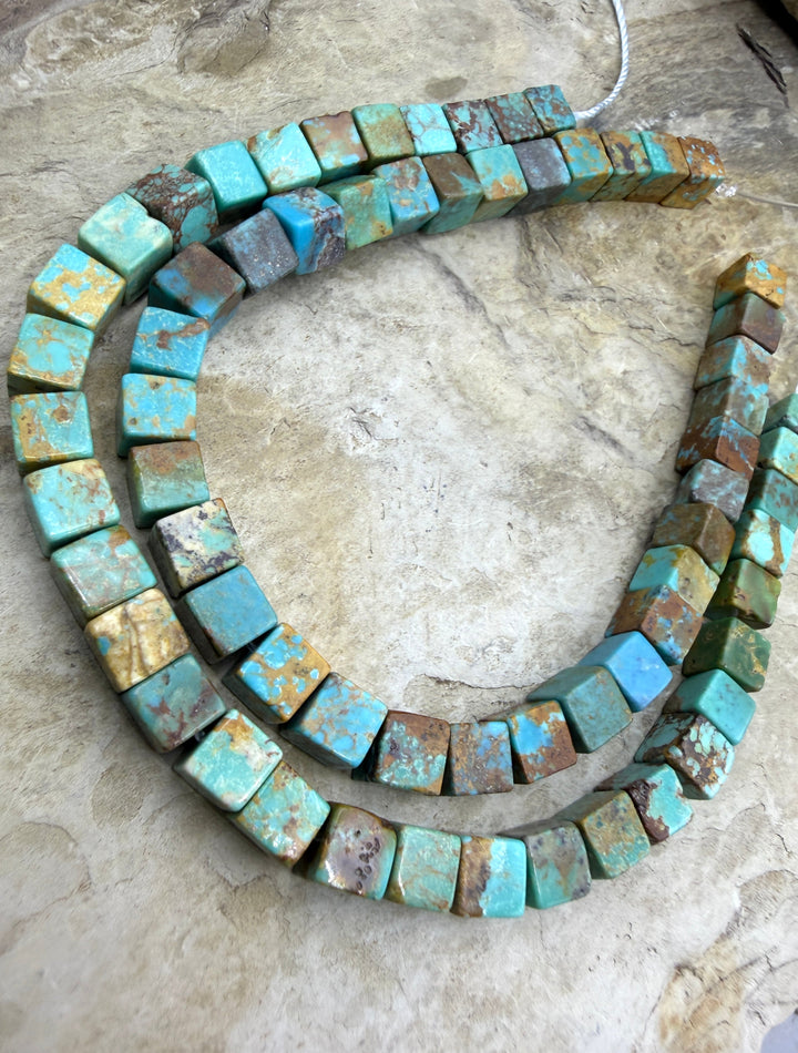 FRIDAY CLOSEOUT Kingman Turquoise (AZ) 7mm Cube Beads ONE 8