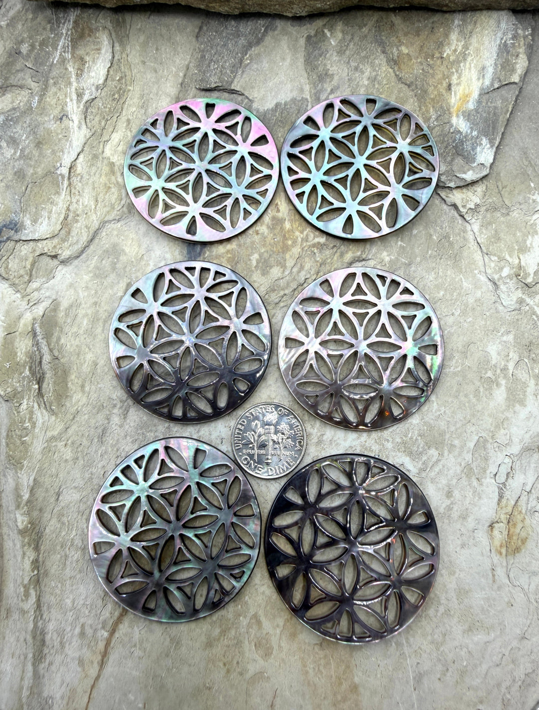 FRIDAY CLOSEOUT Mother of Pearl Carved Pairs 40mm One Pair