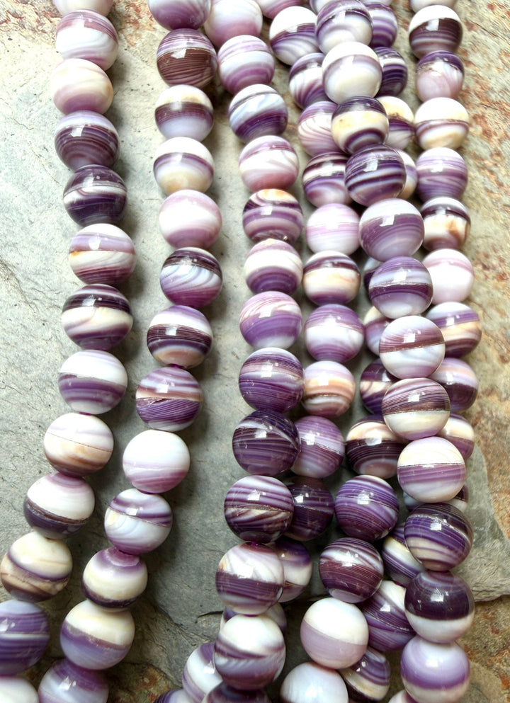 Purple Wampum/Quahog Shell 4mm Round Beads,16 Inch Strand
