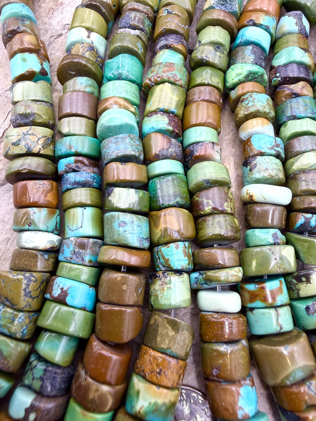 Vintage Hubei Turquoise (China) 8-10mm Irregular Heishi 8
