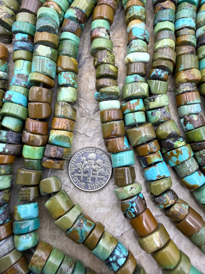 Vintage Hubei Turquoise (China) 8-10mm Irregular Heishi 8