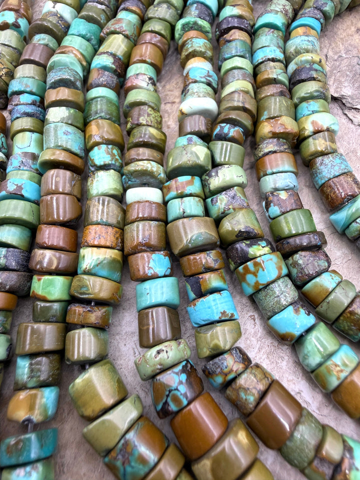 Vintage Hubei Turquoise (China) 8-10mm Irregular Heishi 8