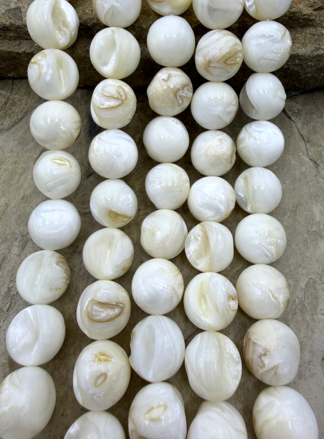 White Mother Of Pearl BIG 14mm Round Beads 4 16 Inch
