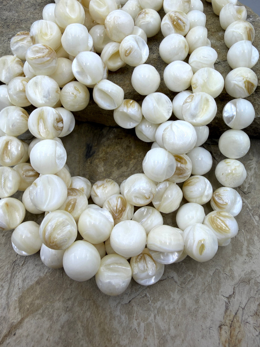 White Mother Of Pearl BIG 14mm Round Beads 4 16 Inch