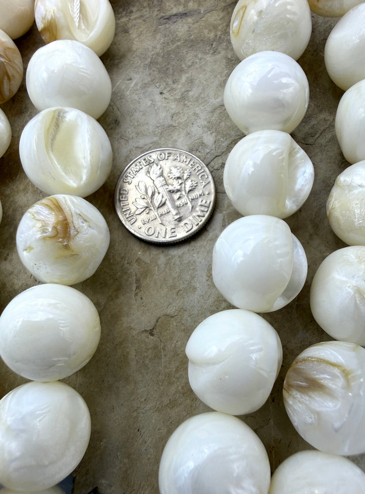 White Mother Of Pearl BIG 14mm Round Beads 4 16 Inch