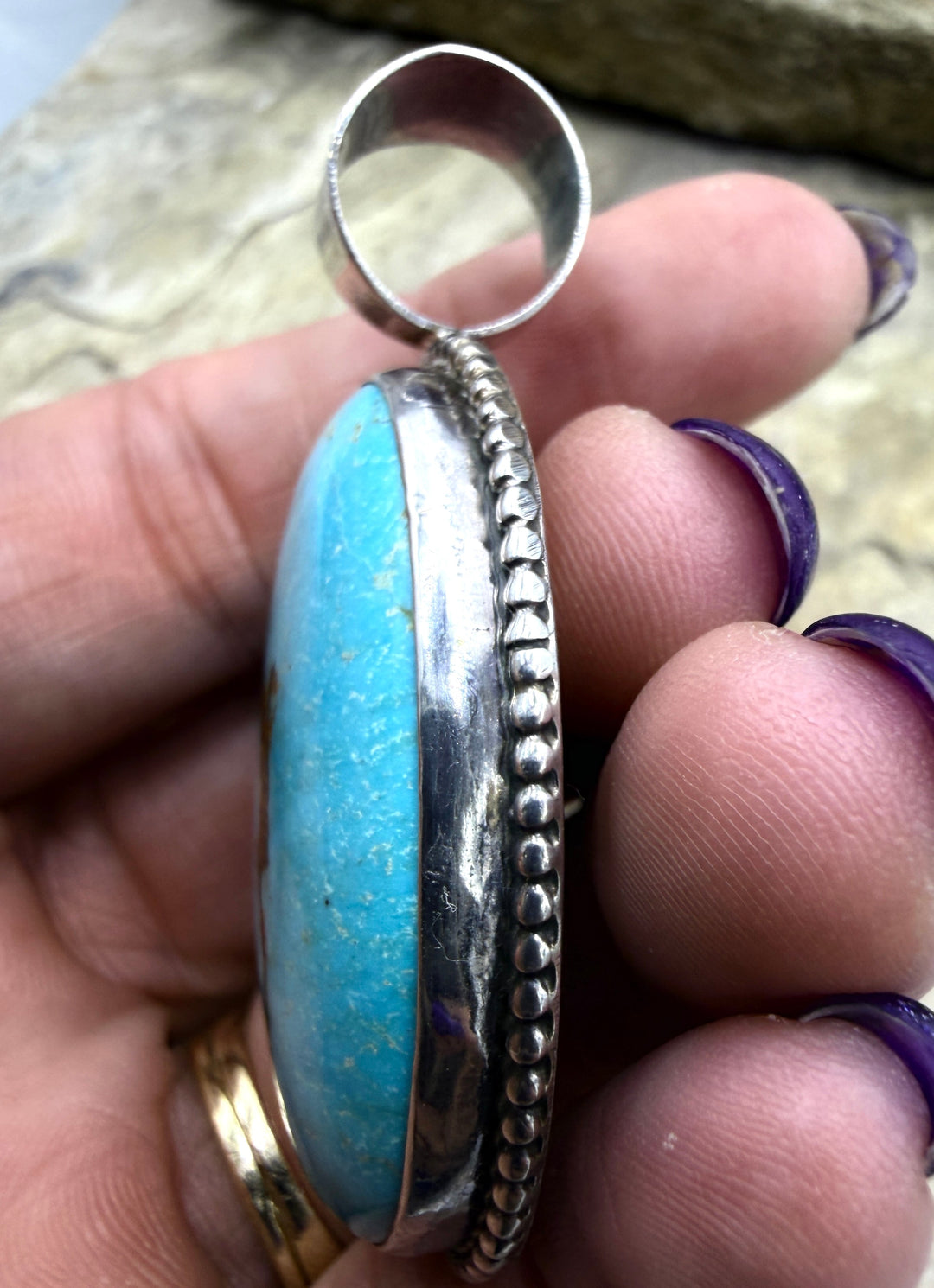 FRIDAY ESTATE FIND Sterling Silver American Turquoise BIG