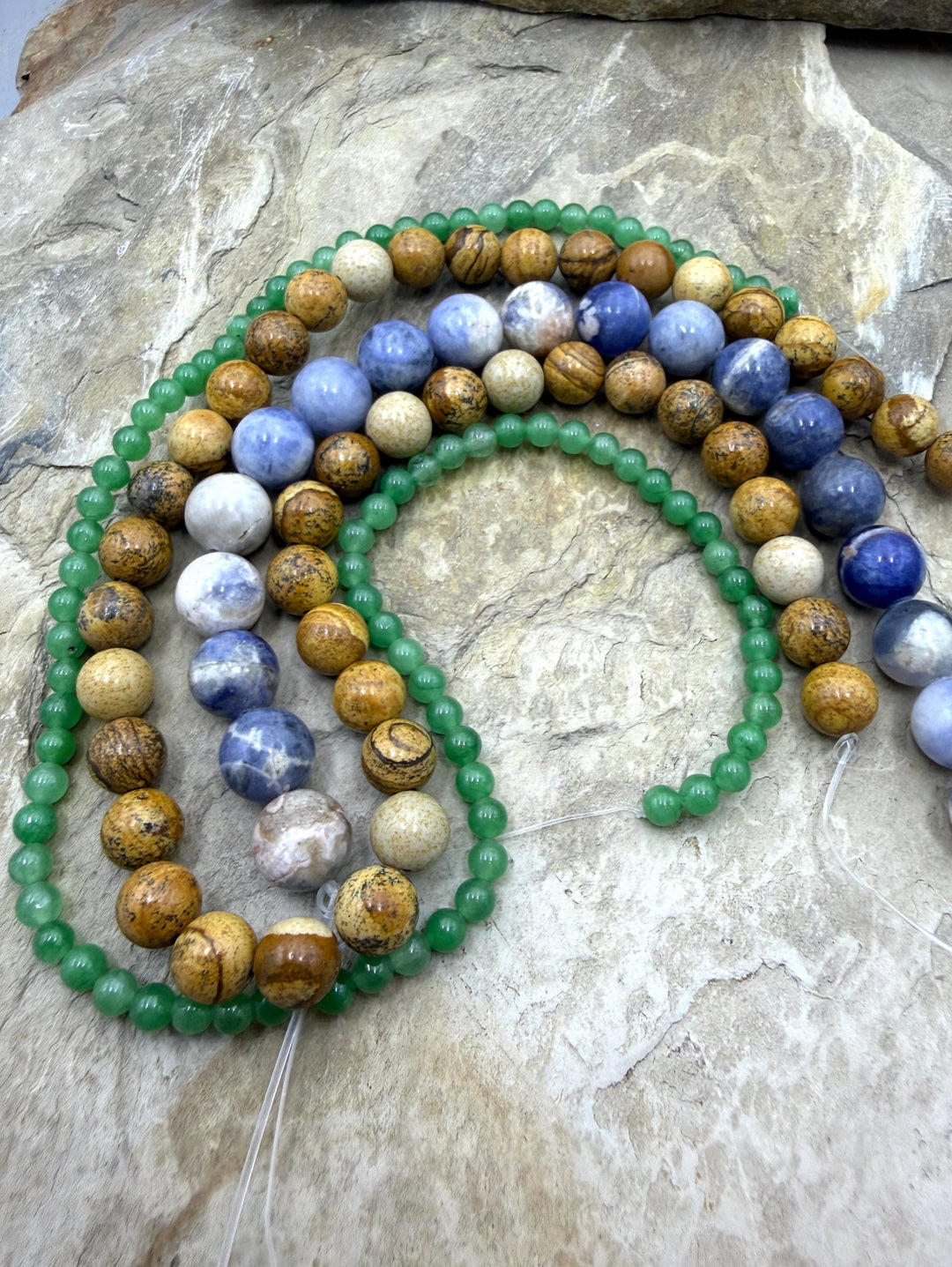 FRIDAY SPECIAL BARGAIN LOT of 3 Bead Strands Picture Jasper