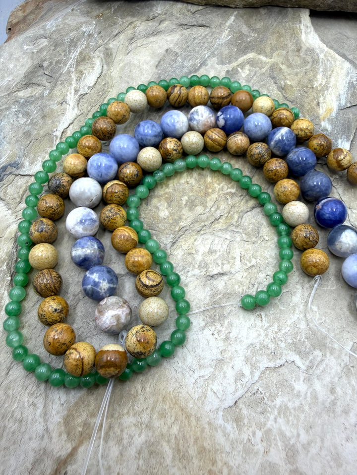 FRIDAY SPECIAL BARGAIN LOT of 3 Bead Strands Picture Jasper