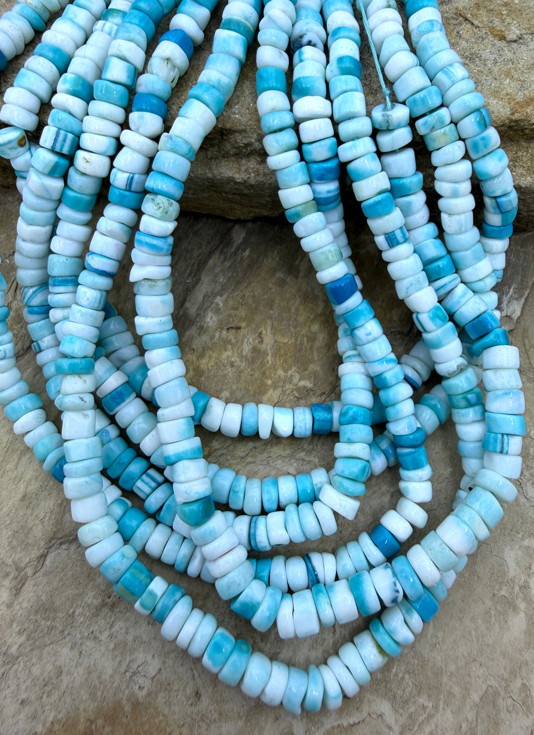 FRIDAY SPECIAL Caribbean Blue Opal (Dyed) Irregular Heishi