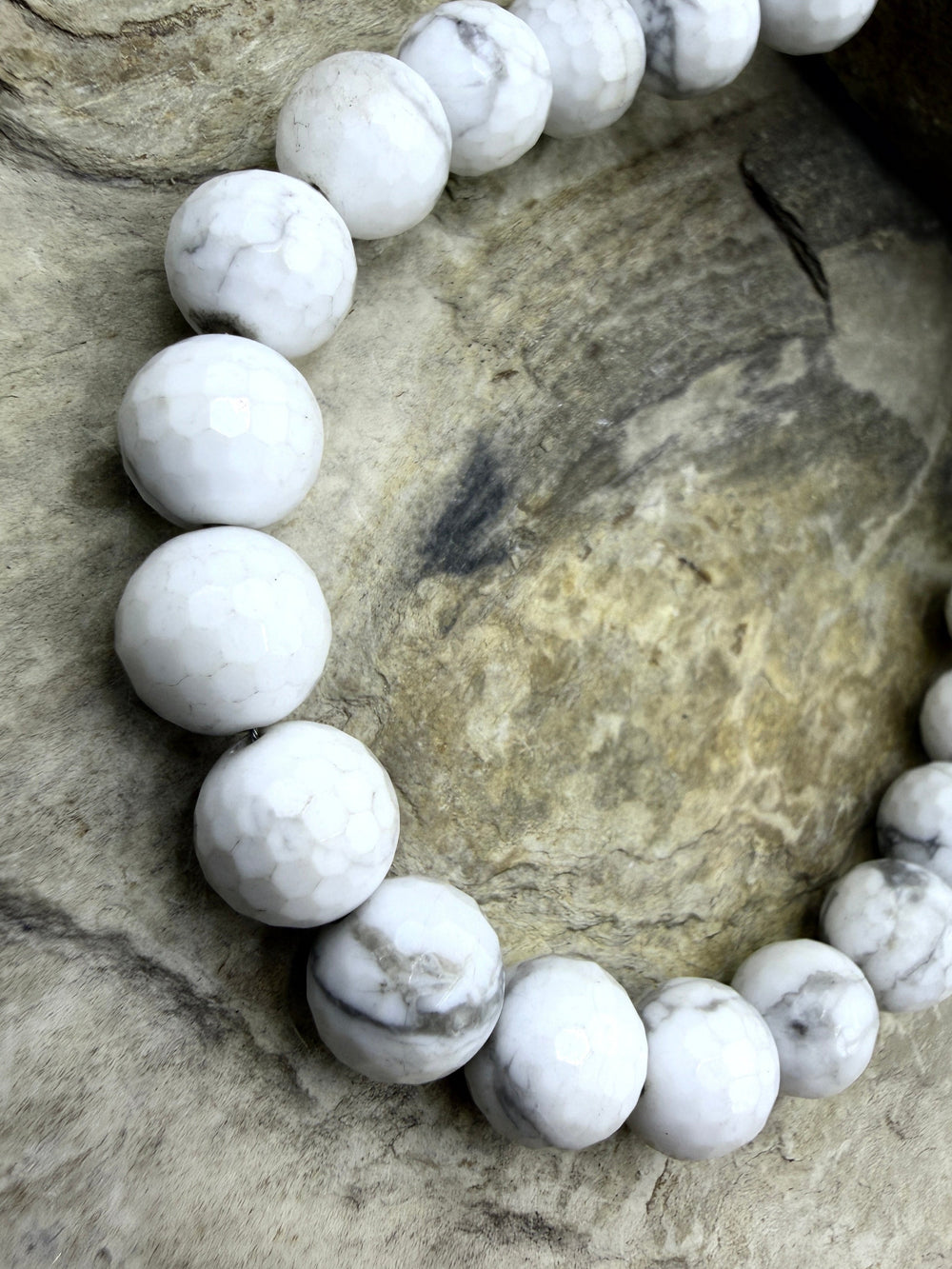 FRIDAY SPECIAL CLOSEOUT 10mm Faceted Round White Magnicite Beads, 14 Inch Strand